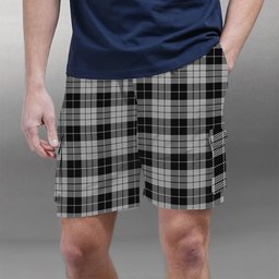 ScotsTee Shop Scottish MacLeod Black and White Tartan Plaid Cargo Shorts for Men