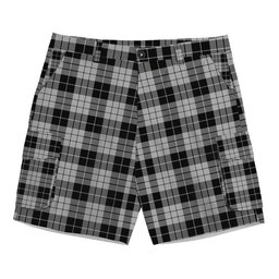 ScotsTee Shop Scottish MacLeod Black and White Tartan Plaid Cargo Shorts for Men