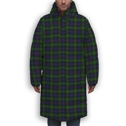 ScotsTee Shop Scottish Baillie (Fencibles) Premium Tartan Long Down Jacket Winter White Duck Down Plaid