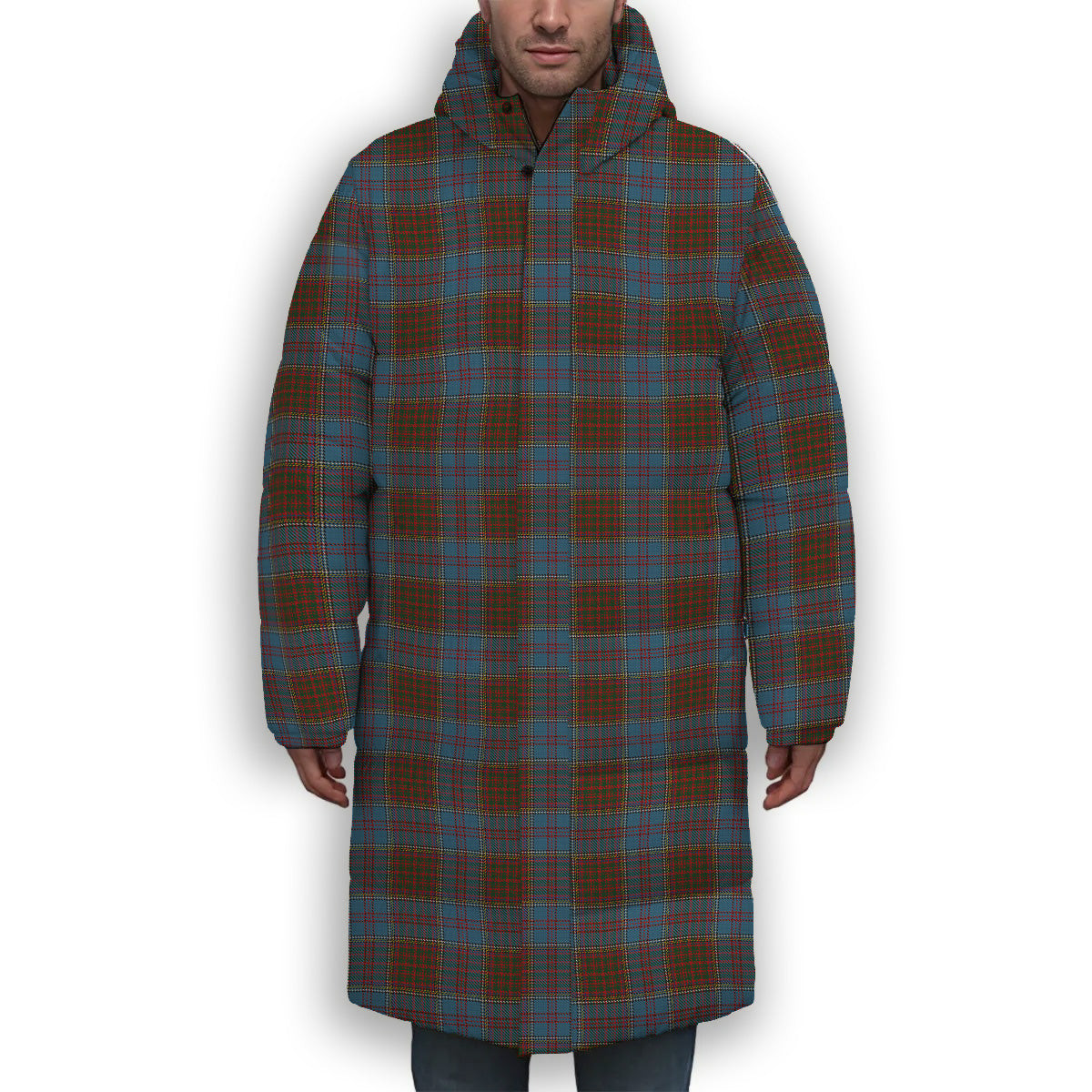 ScotsTee Shop Scottish Anderson MacGregor Hastie 4 Premium Tartan Long Down Jacket Winter White Duck Down Plaid