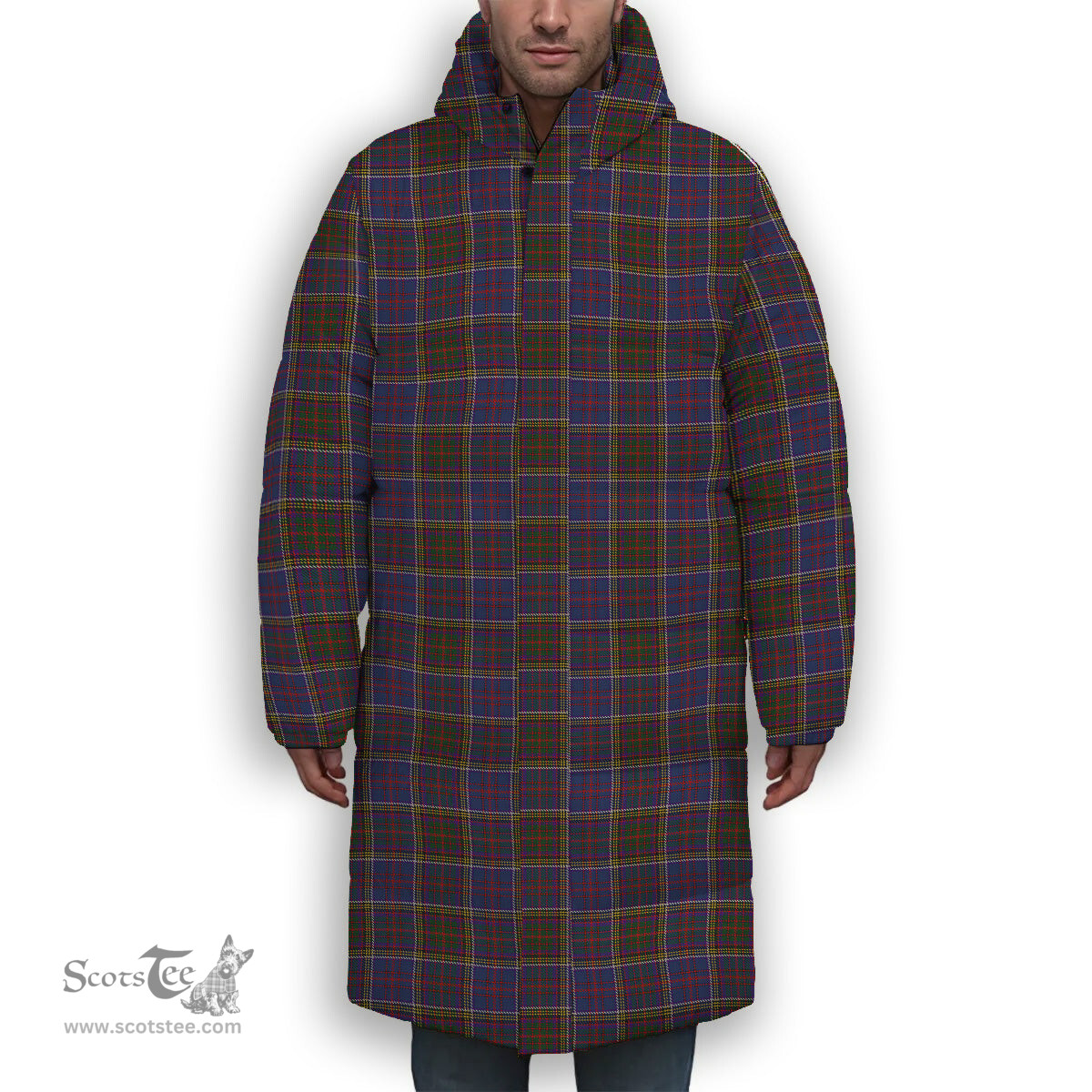 ScotsTee Shop Scottish Anderson W L Anderson, Stirling Premium Tartan Long Down Jacket Winter White Duck Down Plaid