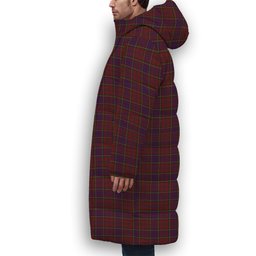 ScotsTee Shop Scottish Anderson of Kinnedear Red Premium Tartan Long Down Jacket Winter White Duck Down Plaid
