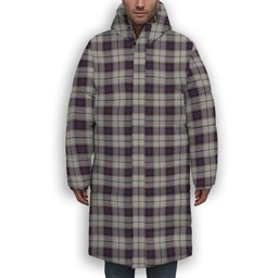 ScotsTee Shop Scottish Alexander of Menstry Dress Premium Tartan Long Down Jacket Winter White Duck Down Plaid