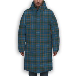 ScotsTee Shop Scottish Bains of Caithness Premium Tartan Long Down Jacket Winter White Duck Down Plaid