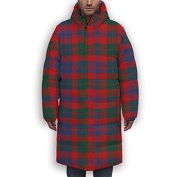 ScotsTee Shop Scottish Black Watch Pipe Band Modern Premium Tartan Long Down Jacket Winter White Duck Down Plaid