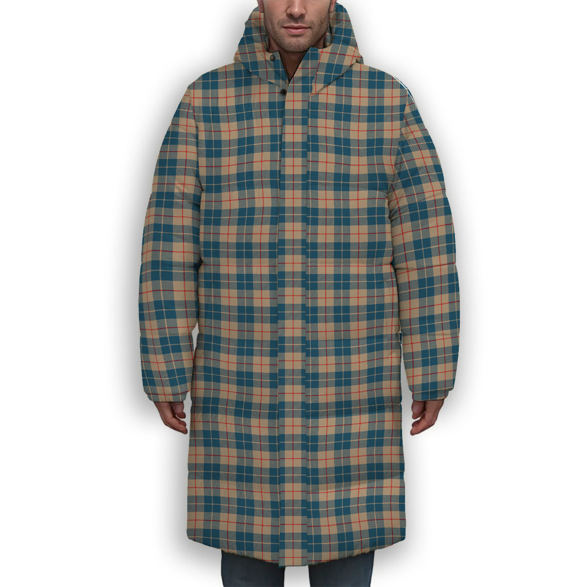 ScotsTee Shop Scottish Barclay Hunting #2 Modern Clan Premium Tartan Long Down Jacket Winter White Duck Down Plaid