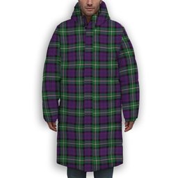 ScotsTee Shop Scottish Baillie Highland Society Ancient Premium Tartan Long Down Jacket Winter White Duck Down Plaid