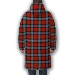 ScotsTee Shop Scottish Baillie of Polkemmet Red Ancient Premium Tartan Long Down Jacket Winter White Duck Down Plaid