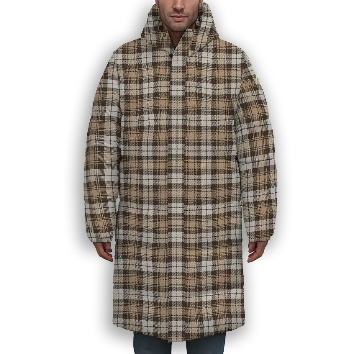 ScotsTee Shop Scottish Baillie Dress Modern Clan Premium Tartan Long Down Jacket Winter White Duck Down Plaid