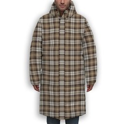 ScotsTee Shop Scottish Baillie Dress Modern Clan Premium Tartan Long Down Jacket Winter White Duck Down Plaid