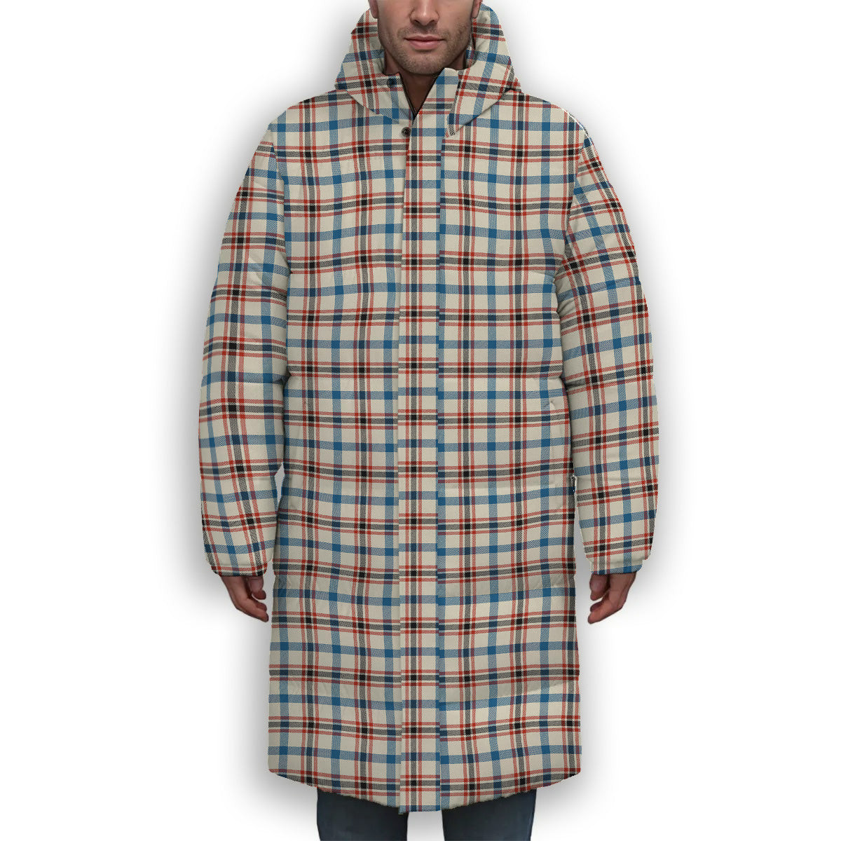 ScotsTee Shop Scottish Boswell Dress Ancient Premium Tartan Long Down Jacket Winter White Duck Down Plaid
