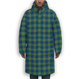 ScotsTee Shop Scottish Barclay Hunting Ancient Premium Tartan Long Down Jacket Winter White Duck Down Plaid