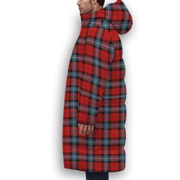 ScotsTee Shop Scottish Baillie of Polkemmet Red Modern Premium Tartan Long Down Jacket Winter White Duck Down Plaid
