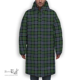 ScotsTee Shop Scottish Black Watch Coarse Kilt Ancient Premium Tartan Long Down Jacket Winter White Duck Down Plaid