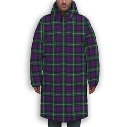 ScotsTee Shop Scottish Baillie Highland Society Modern Premium Tartan Long Down Jacket Winter White Duck Down Plaid