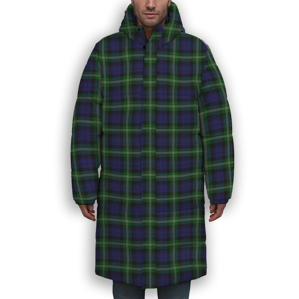 ScotsTee Shop Scottish Baillie of Polkemmet Premium Tartan Long Down Jacket Winter White Duck Down Plaid