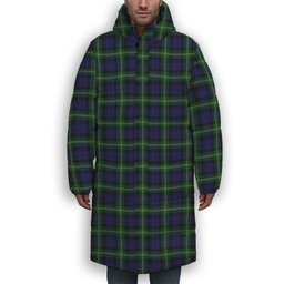 ScotsTee Shop Scottish Baillie of Polkemmet Premium Tartan Long Down Jacket Winter White Duck Down Plaid