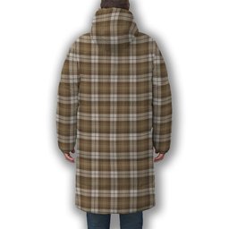 ScotsTee Shop Scottish Baillie Dress Ancient Clan Premium Tartan Long Down Jacket Winter White Duck Down Plaid