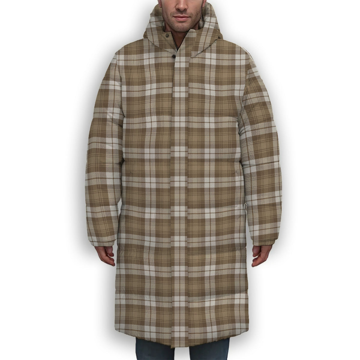 ScotsTee Shop Scottish Baillie Dress Ancient Clan Premium Tartan Long Down Jacket Winter White Duck Down Plaid