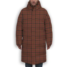 ScotsTee Shop Scottish Cumming Hunting Weathered Premium Tartan Long Down Jacket Winter White Duck Down Plaid