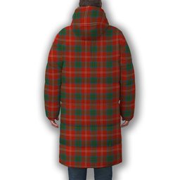 ScotsTee Shop Scottish Chisholm of Strathglass Ancient Premium Tartan Long Down Jacket Winter White Duck Down Plaid