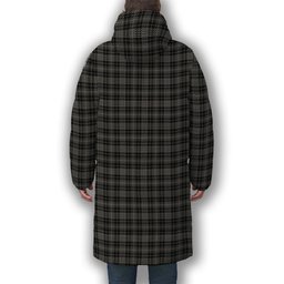 ScotsTee Shop Scottish Clergy Breacan na’n Clearach Premium Tartan Long Down Jacket Winter White Duck Down Plaid