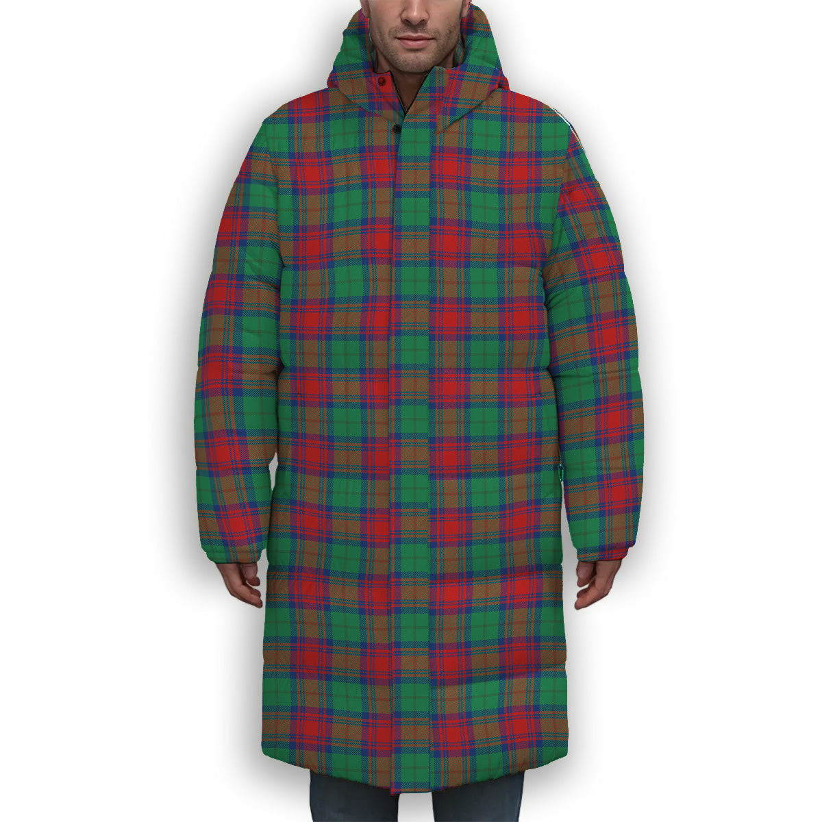 ScotsTee Shop Scottish Cranstoun Dress Modern Premium Tartan Long Down Jacket Winter White Duck Down Plaid