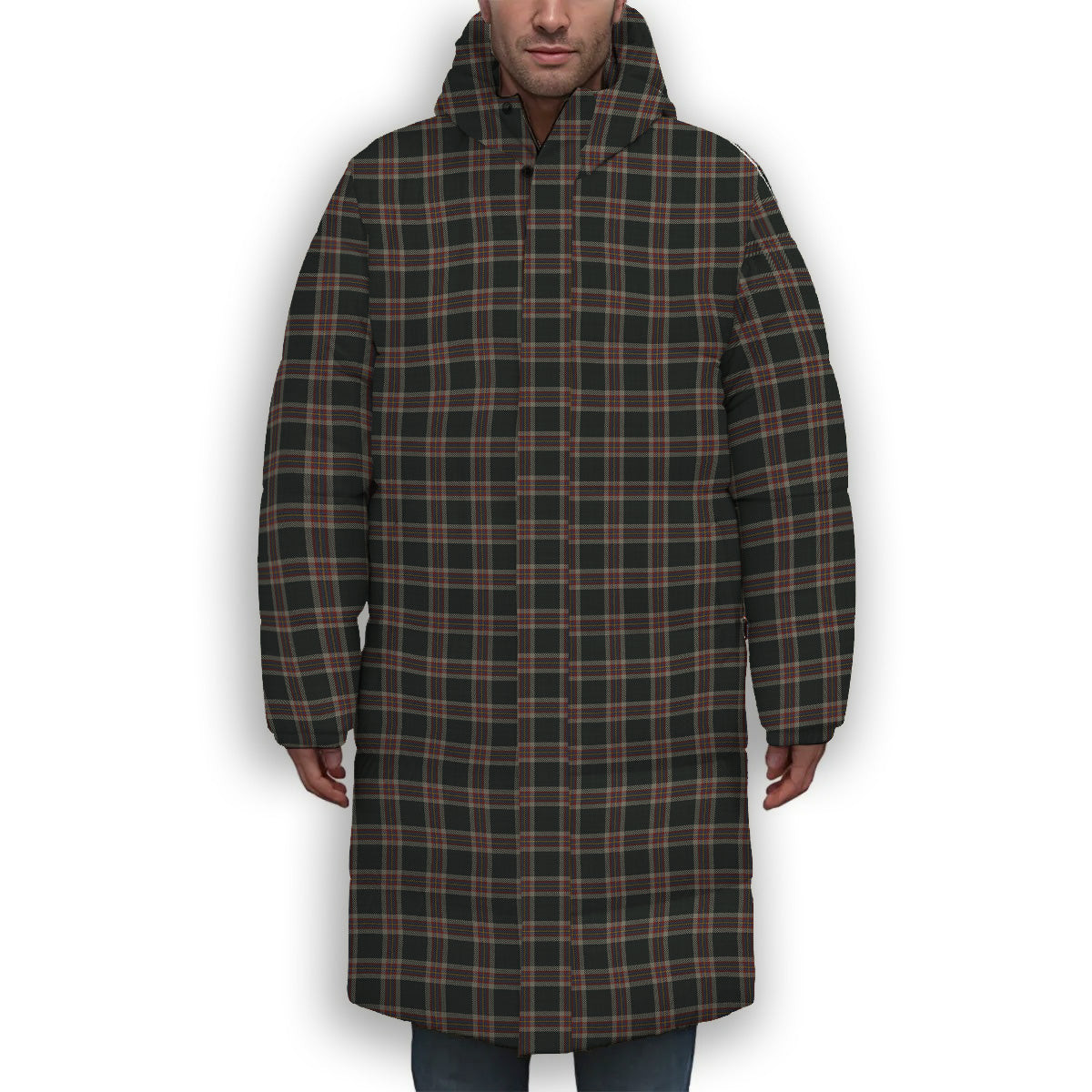 ScotsTee Shop Scottish Christie (London) Hunting Premium Tartan Long Down Jacket Winter White Duck Down Plaid
