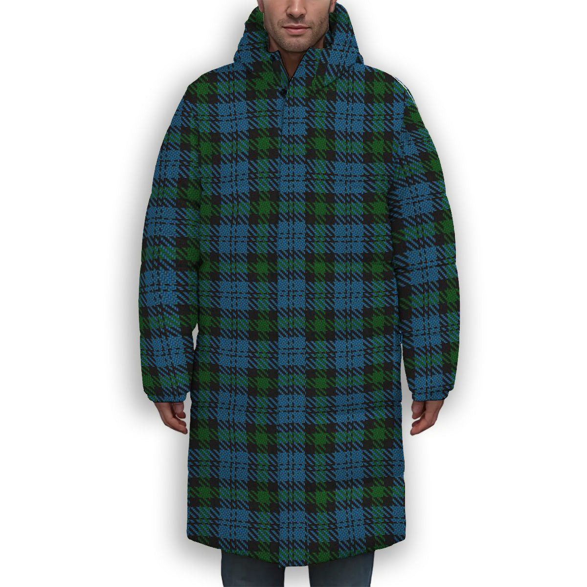 ScotsTee Shop Scottish Campbell of Glenlyon Premium Tartan Long Down Jacket Winter White Duck Down Plaid