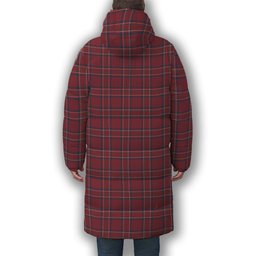 ScotsTee Shop Scottish Burnett Hunting Modern Premium Tartan Long Down Jacket Winter White Duck Down Plaid
