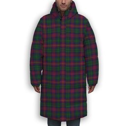 ScotsTee Shop Scottish Cairns of Finavon Premium Tartan Long Down Jacket Winter White Duck Down Plaid