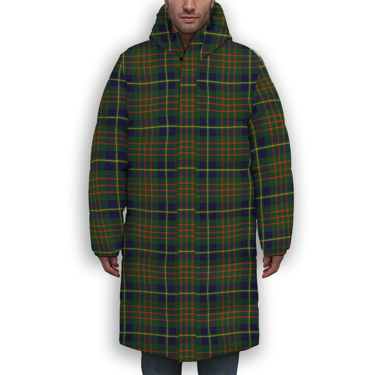 ScotsTee Shop Scottish Cameron of Lochiel Hunting Modern Premium Tartan Long Down Jacket Winter White Duck Down Plaid