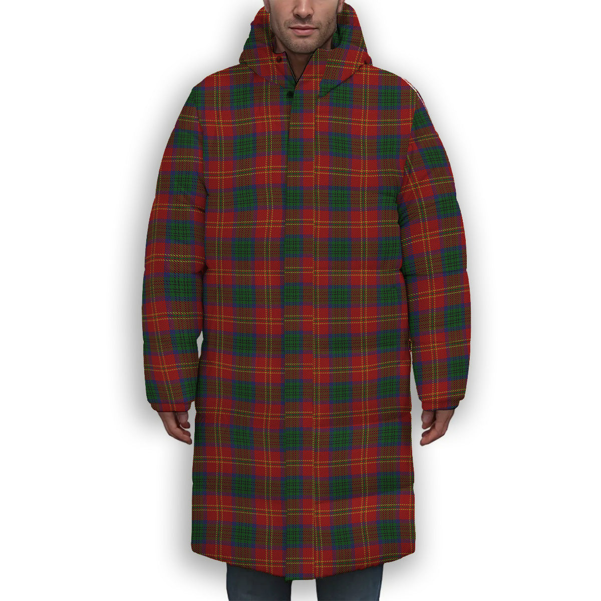 ScotsTee Shop Scottish Connolly Dress Premium Tartan Long Down Jacket Winter White Duck Down Plaid
