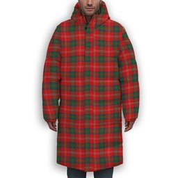 ScotsTee Shop Scottish Chisholm of Strathglass Modern Premium Tartan Long Down Jacket Winter White Duck Down Plaid
