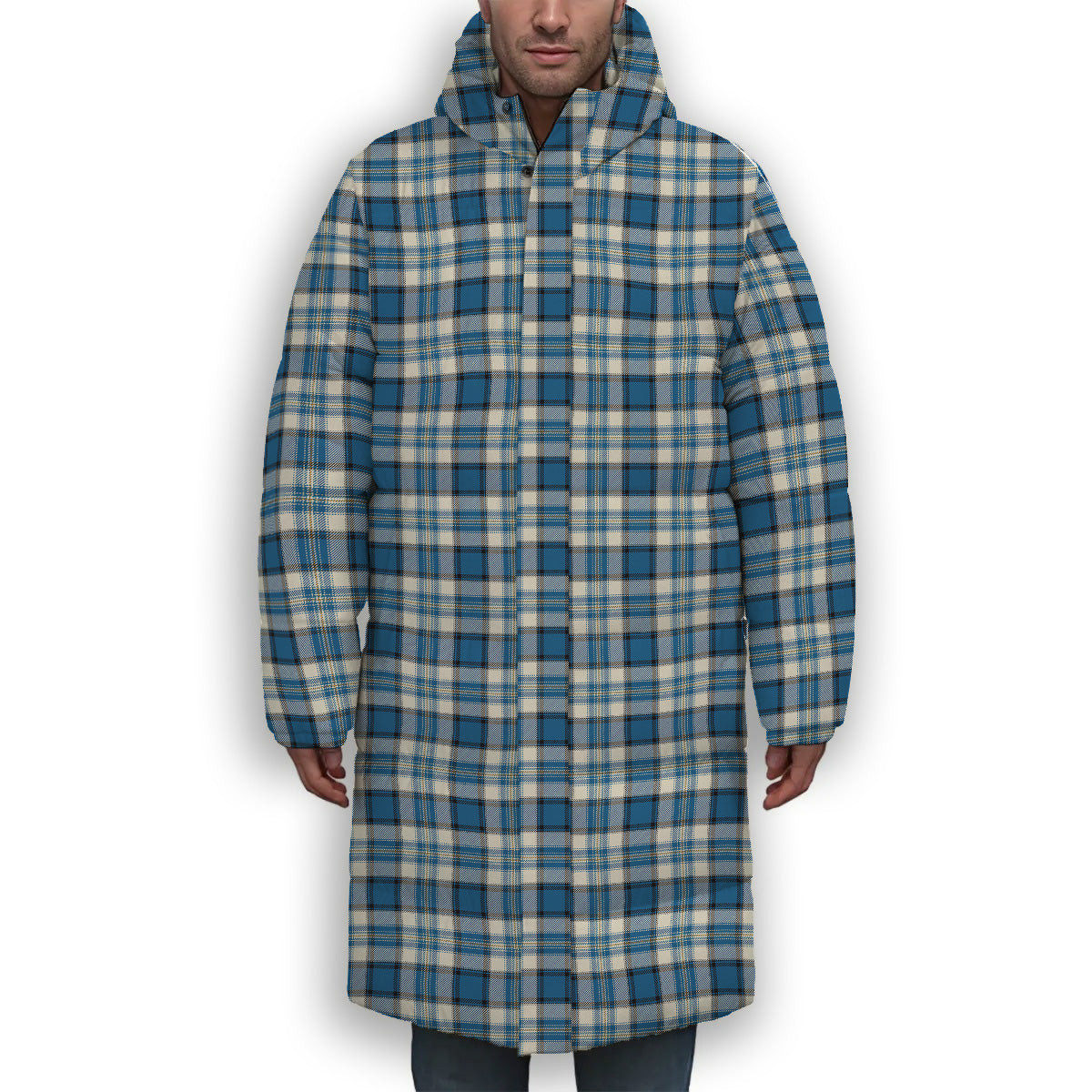 ScotsTee Shop Scottish Craig Paisley Ancient Premium Tartan Long Down Jacket Winter White Duck Down Plaid