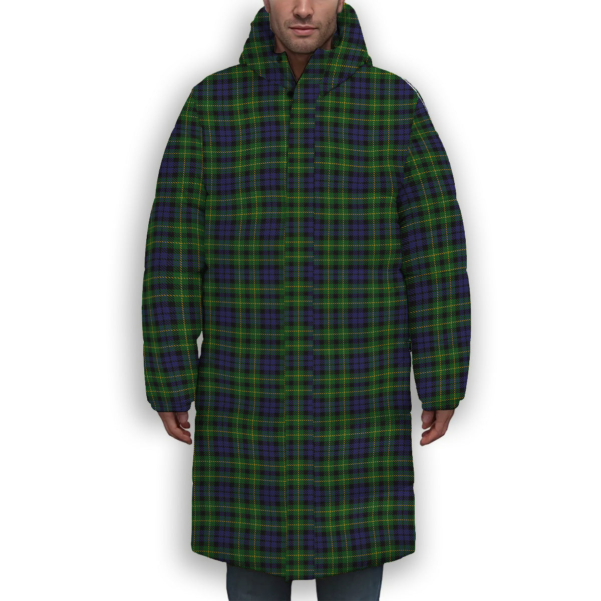 ScotsTee Shop Scottish Campbell of Breadalbane 2 Premium Tartan Long Down Jacket Winter White Duck Down Plaid