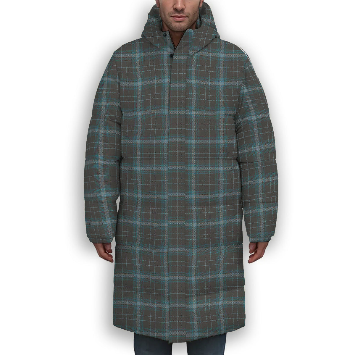 ScotsTee Shop Scottish Essence of Harris Premium Tartan Long Down Jacket Winter White Duck Down Plaid
