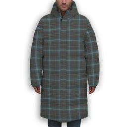 ScotsTee Shop Scottish Essence of Harris Premium Tartan Long Down Jacket Winter White Duck Down Plaid