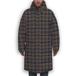 ScotsTee Shop Scottish Gayre Hunting Premium Tartan Long Down Jacket Winter White Duck Down Plaid