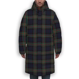 ScotsTee Shop Scottish Fletcher of Dunans Modern Premium Tartan Long Down Jacket Winter White Duck Down Plaid