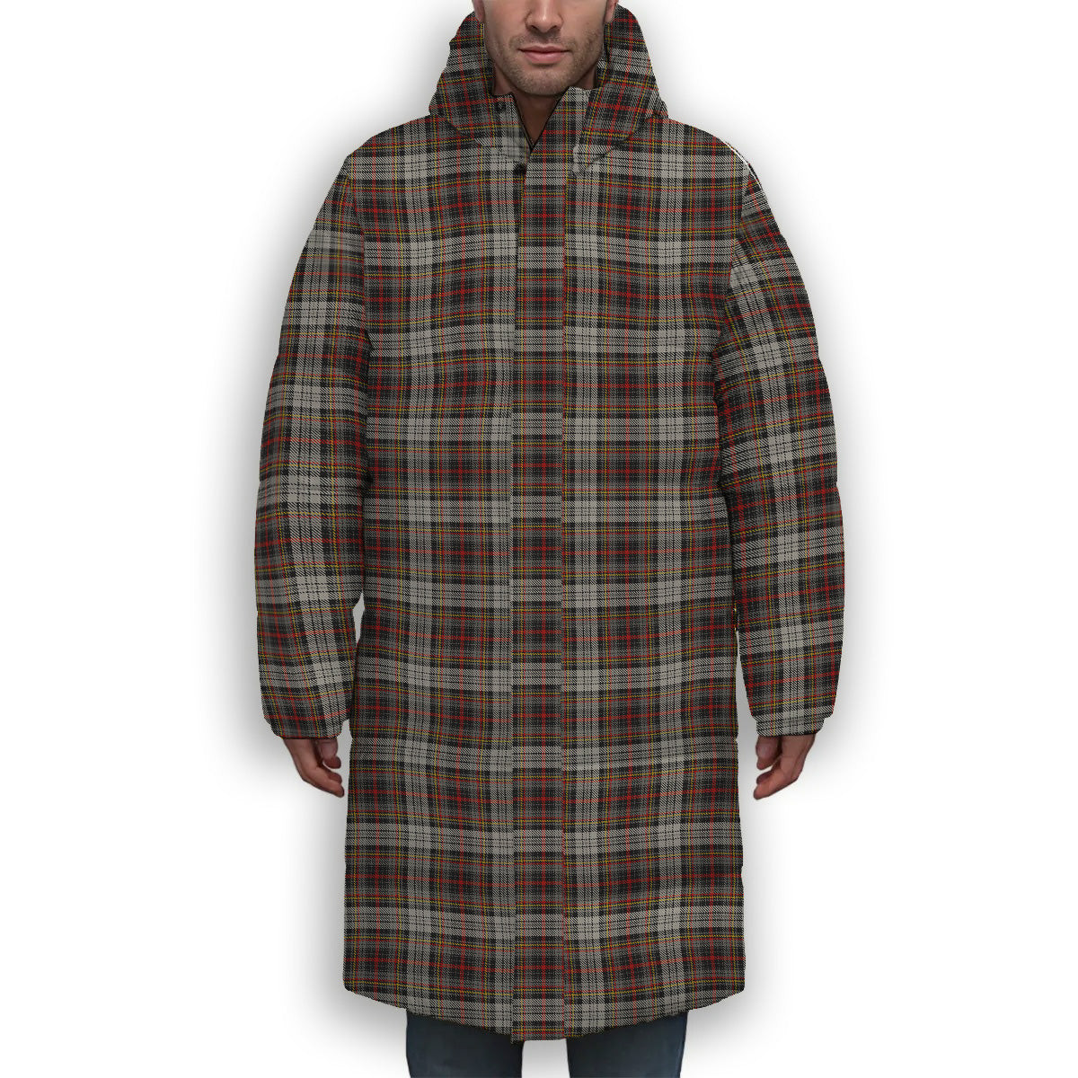 ScotsTee Shop Scottish Douglas Ancient Dress WCWM Premium Tartan Long Down Jacket Winter White Duck Down Plaid