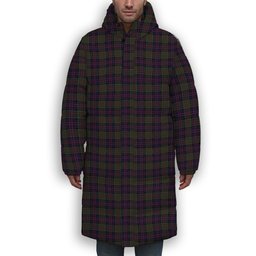 ScotsTee Shop Scottish Donald of Clan Ranald Premium Tartan Long Down Jacket Winter White Duck Down Plaid