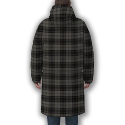 ScotsTee Shop Scottish Douglas Grey Vestiarium Scoticum Premium Tartan Long Down Jacket Winter White Duck Down Plaid