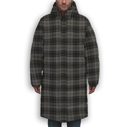 ScotsTee Shop Scottish Douglas Grey Vestiarium Scoticum Premium Tartan Long Down Jacket Winter White Duck Down Plaid