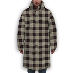 ScotsTee Shop Scottish Dunlop Hunting Modern Premium Tartan Long Down Jacket Winter White Duck Down Plaid