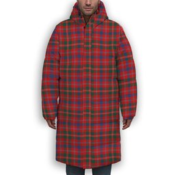 ScotsTee Shop Scottish Donald of Glenaladale Modern Premium Tartan Long Down Jacket Winter White Duck Down Plaid