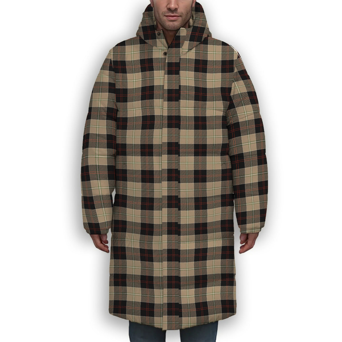 ScotsTee Shop Scottish Dunlop Hunting Ancient Premium Tartan Long Down Jacket Winter White Duck Down Plaid