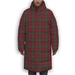 ScotsTee Shop Scottish Donald of Glencoe Modern Premium Tartan Long Down Jacket Winter White Duck Down Plaid