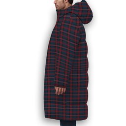 ScotsTee Shop Scottish Evans of Wales Premium Tartan Long Down Jacket Winter White Duck Down Plaid