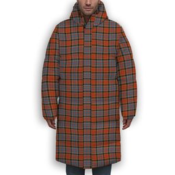 ScotsTee Shop Scottish Dalrymple of Castleton Ancient Premium Tartan Long Down Jacket Winter White Duck Down Plaid